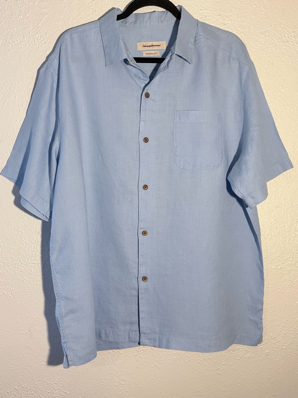 Tommy Bahama Blue Linen Button Up Smooth Sailing Short Sleeve Shirt Men’s XL